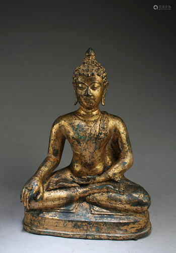 Antique Gilt Bronze Buddha Statue