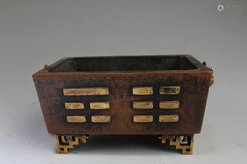 A Rectangular Shaped Bronze Censer