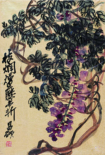 吴昌硕 花卉 镜片连框