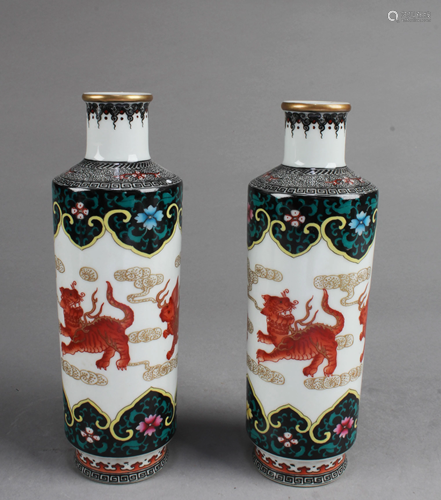 A Pair of Chinese Famille Rose Vases