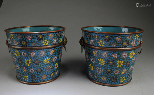 Antique Pair of Cloisonne Pots