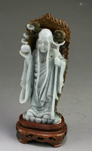 A Carved Jade Immortal Statue