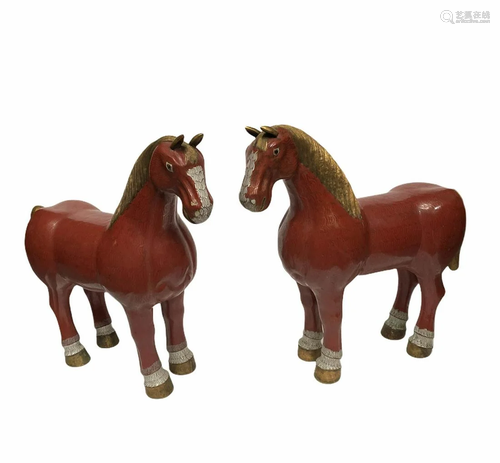 Antique Pair of Cloisonne Horse Statues