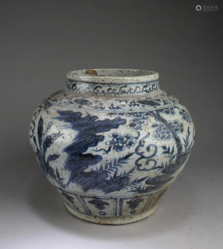 Chinese Blue & White Porcelain Jar