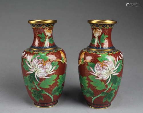 A Pair of Cloisonne Vases