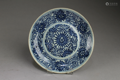 Chinese Blue & White Porcelain Plate