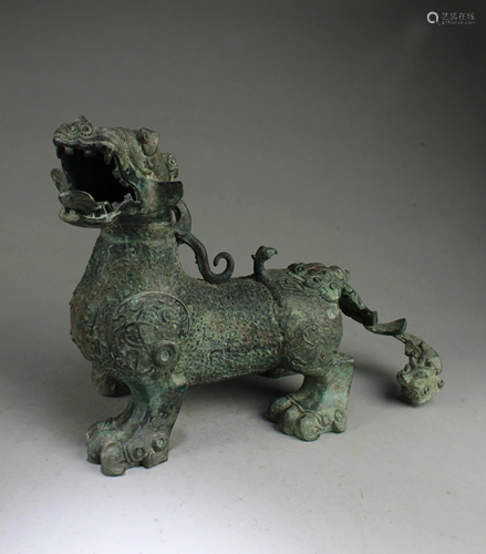 A Bronze Mythical Beast Statue