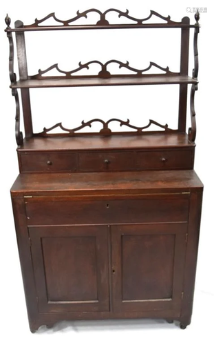 19C VICTORIAN MAHOGANY DESK SHELF COMBINATION