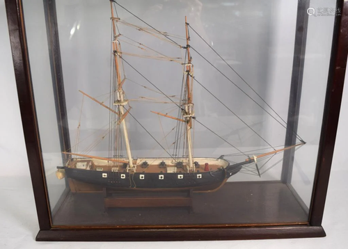 19TH/20TH C. CASED SHIP MODEL