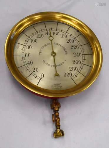 LARGE BRASS BABCOCK & WILCOX CROSBY STEAM GAGE: