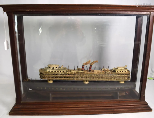 19TH/20TH C. CASED SHIP MODEL