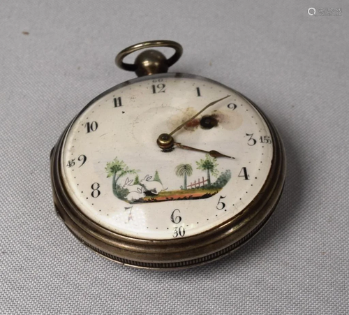 SILVER VERGE with RABBIT DECORATION POCKET WATCH