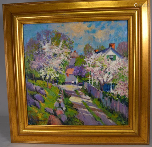 ROGER BARRON GARDEN VILLAGE PAINTING