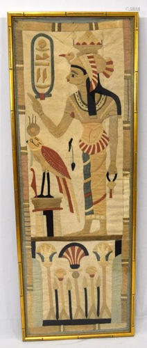 EGYPTIAN STYLE NEEDLEWORK FRAMED PICTURE