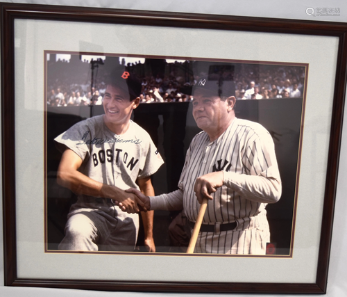 FRAMED TED WILLIAMS & BABE RUTH PHOTOGRAPH