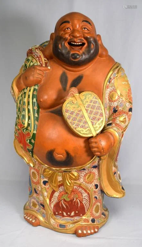 LARGE JAPANESE SATSUMA MORIAGE BUDDHA/HOTEI STATUE