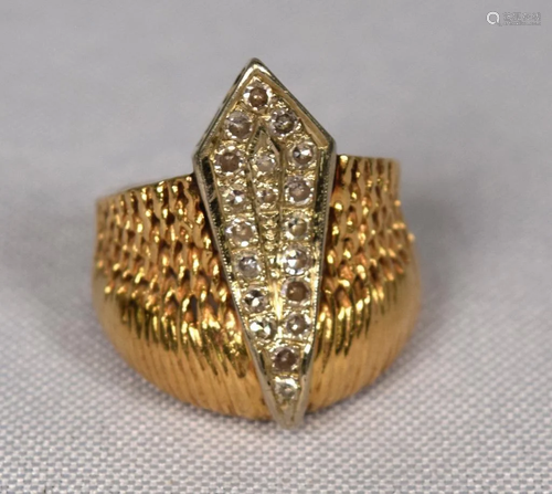 14K GOLD DIAMOND DOME RING