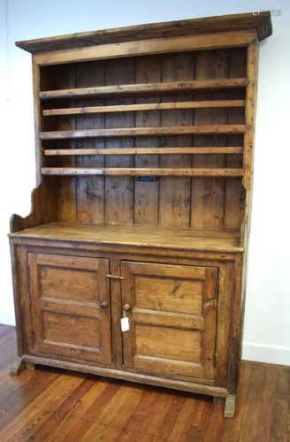 ANTIQUE RUSTIC WELCH PEWTER HUTCH: