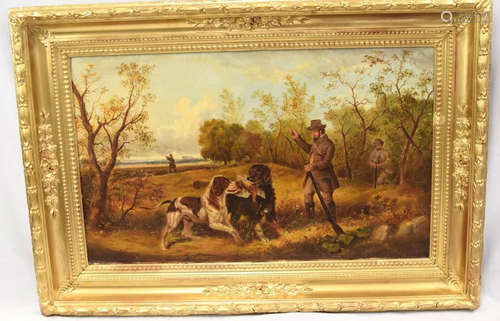 1873 A. V WILLIS HUNTING OIL PAINTING