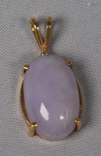 14K GOLD DIAMOND LAVENDER JADEITE PENDANT