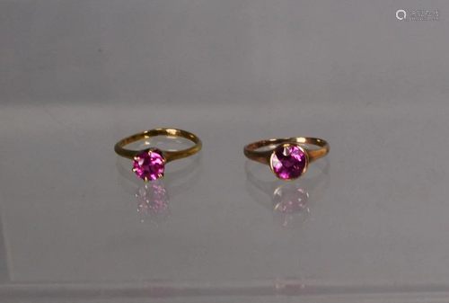 2 RUBY & 14K YELLOW GOLD RINGS