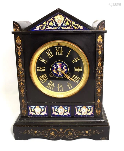 19TH C AESTHETIC BLACK MARBLE CLOCK: