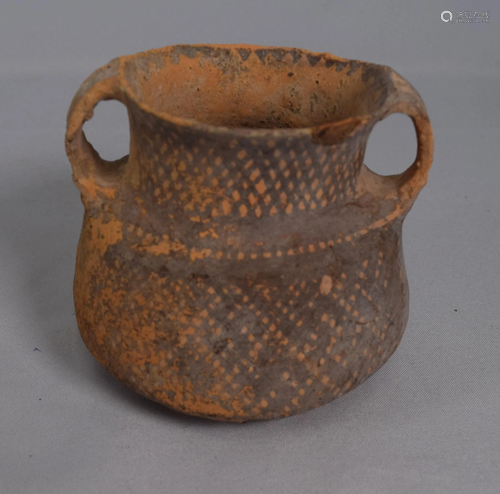 CHINESE NEOLITHIC DOUBLE HANDLE POTTERY JAR