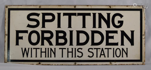 ENAMEL PORCELAIN SUBWAY SPITTING SIGN: