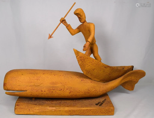 MOBY DICK ROBERT MALALIK FOLK ART CARVING