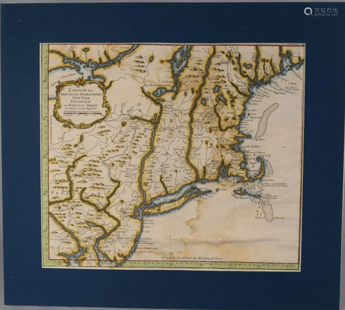 EARLY FRENCH MAP OF NEW ENGLAND