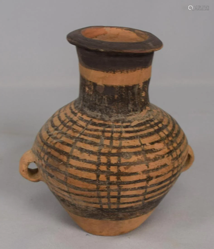 CHINESE NEOLITHIC DOUBLE HANDLE POTTERY JAR