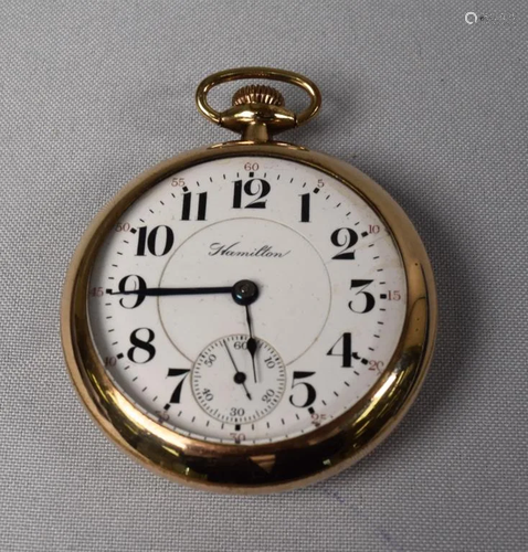 GOLD-PLATED HAMILTON 21J 940 RAILROAD POCKET WATCH