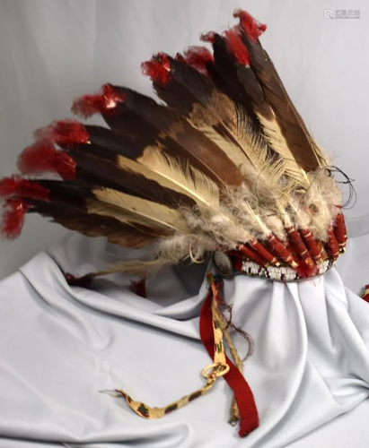 VINTAGE NATIVE AMERICAN BEADED HEAD DRESS