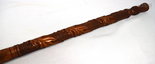 CARVED IRISH WOODEN STAFF