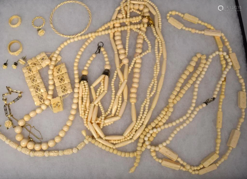 ASSEMBLED IVORY JEWELRY PIECES.