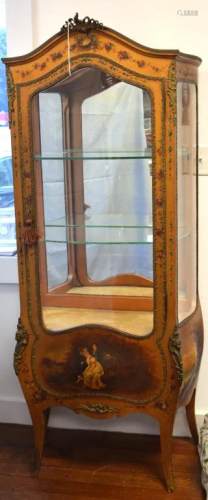 FRENCH PAINTED BOMBAY STYLE CURIO CABINET