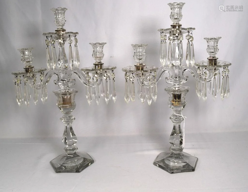 HEISEY THREE LIGHT CANDELABRAS