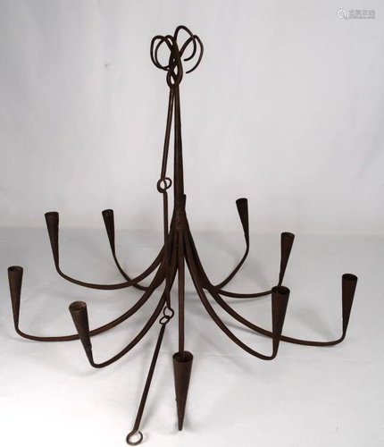 WROUGHT IRON 10 LIGHT CHANDELIER