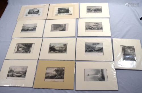 GROUPING OF 13 MATTED AMERICAN ETCHINGS