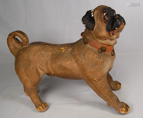 CHALKWARE PUG DOG FIGURE: