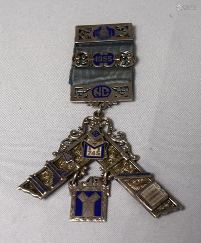 MASONIC SILVER ENAMEL METAL STAND