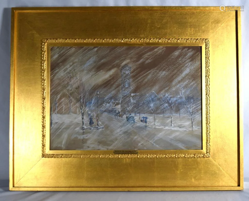 LOUIS K. HARLOW BOSTON PASTEL PAINTING: