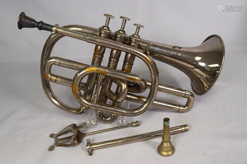 CASED NICKEL PLATED CORNET