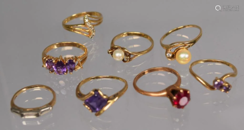 8 ASSEMBLED GOLD RINGS