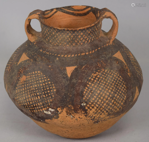 CHINESE NEOLITHIC DOUBLE HANDLE POTTERY JAR