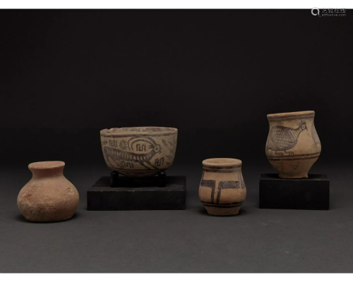 INDUS VALLEY, COLLECTION OF 4 POTTERY VESSELS