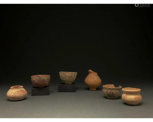 INDUS VALLEY, COLLECTION OF 6 POTTERY VESSELS