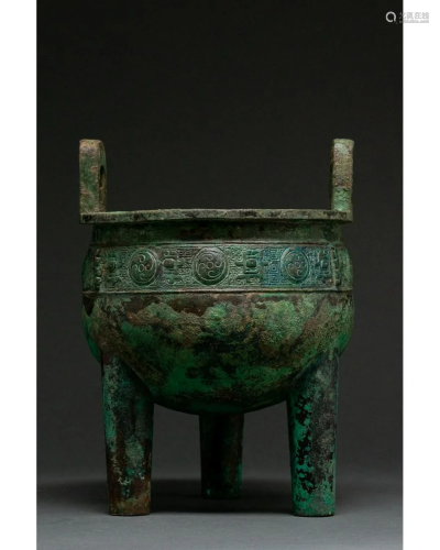 CHINA, LATE SHANG DYNASTY BRONZE DING VESSEL - XRF