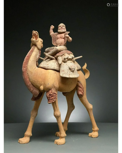CHINA, TANG DYNASTY POTTERY BACTRIAN CAMEL AND RID…