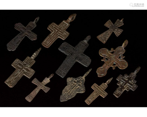 LOT OF 10 LATE/POST MEDIEVAL CROSSES